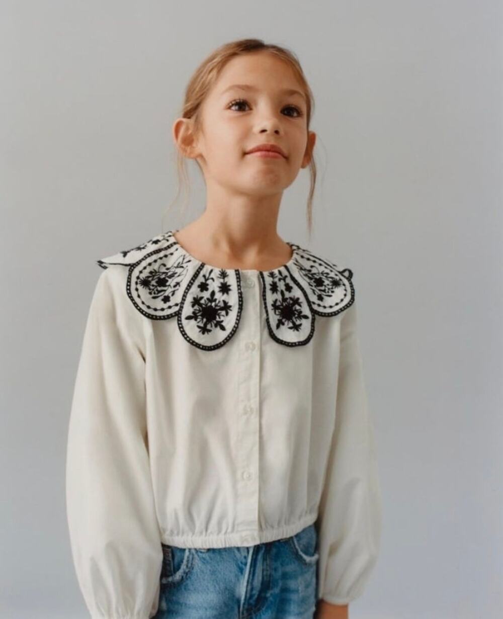 Zara off white girl  collar top blouse 13-14 y